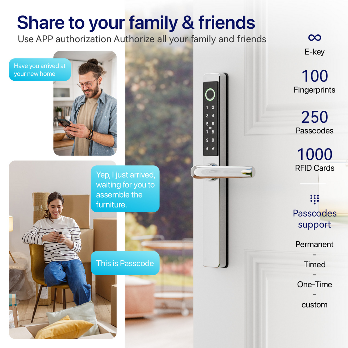 Blusafe Origin Smart Plus Smart Handle Stainless Steel — Fingerprint, RFID & App