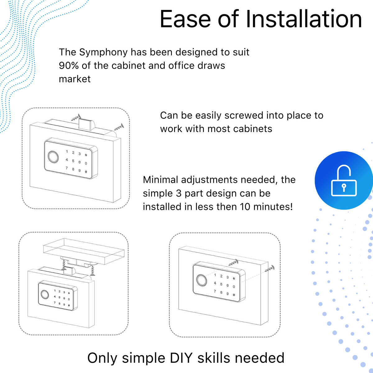 Blusafe Symphony Smart Cabinet Lock — RFID, NFC & App