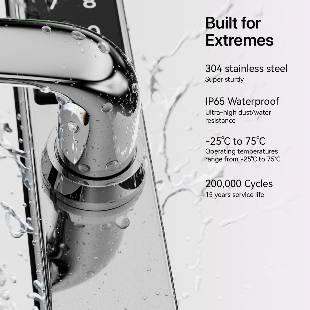 Blusafe Origin Smart Plus Smart Handle Stainless Steel — Fingerprint, RFID & App