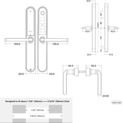 Blusafe Apollo Smart Door Handle — Fingerprint, Keypad, RFID & App