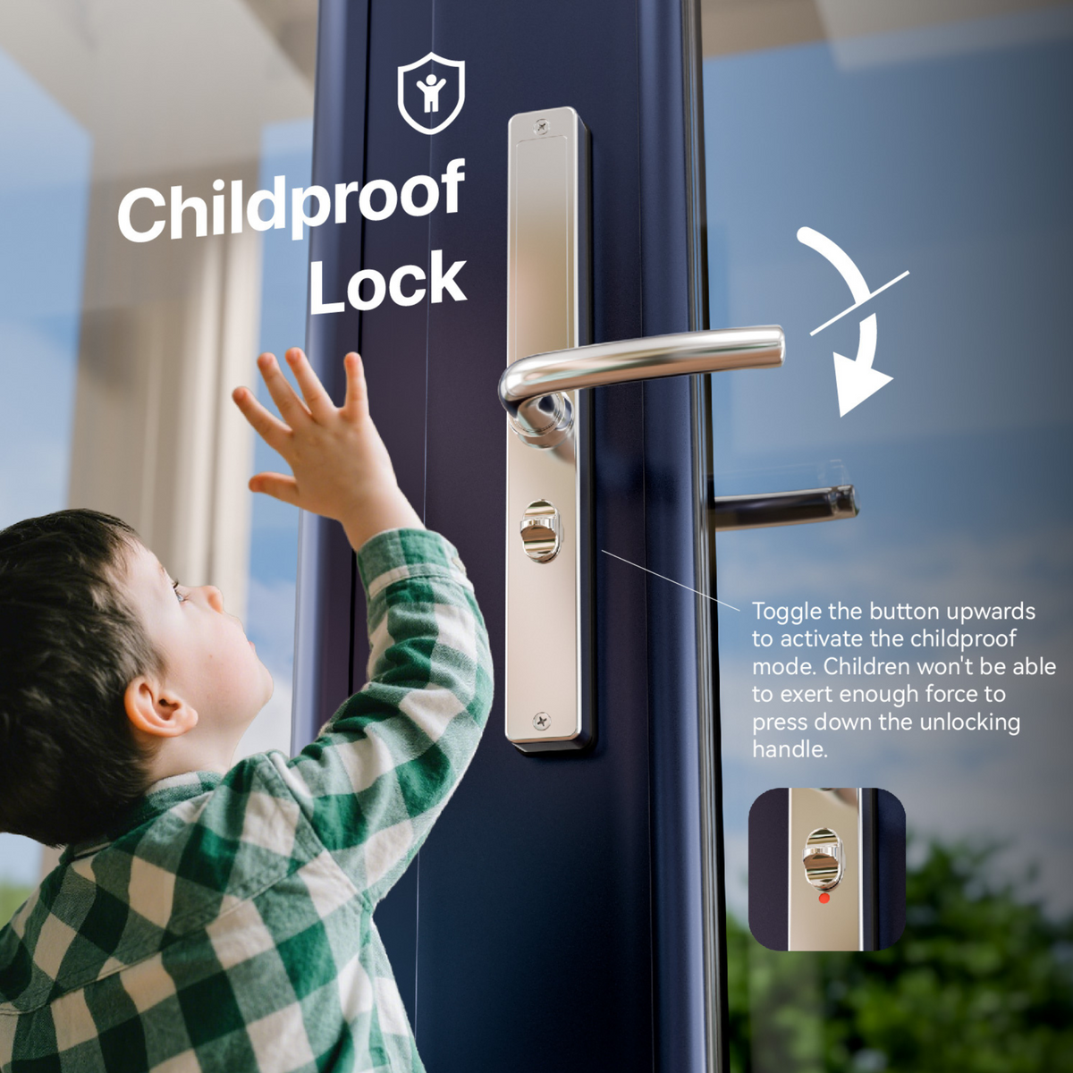 Blusafe Origin Smart Plus Smart Handle Stainless Steel — Fingerprint, RFID & App