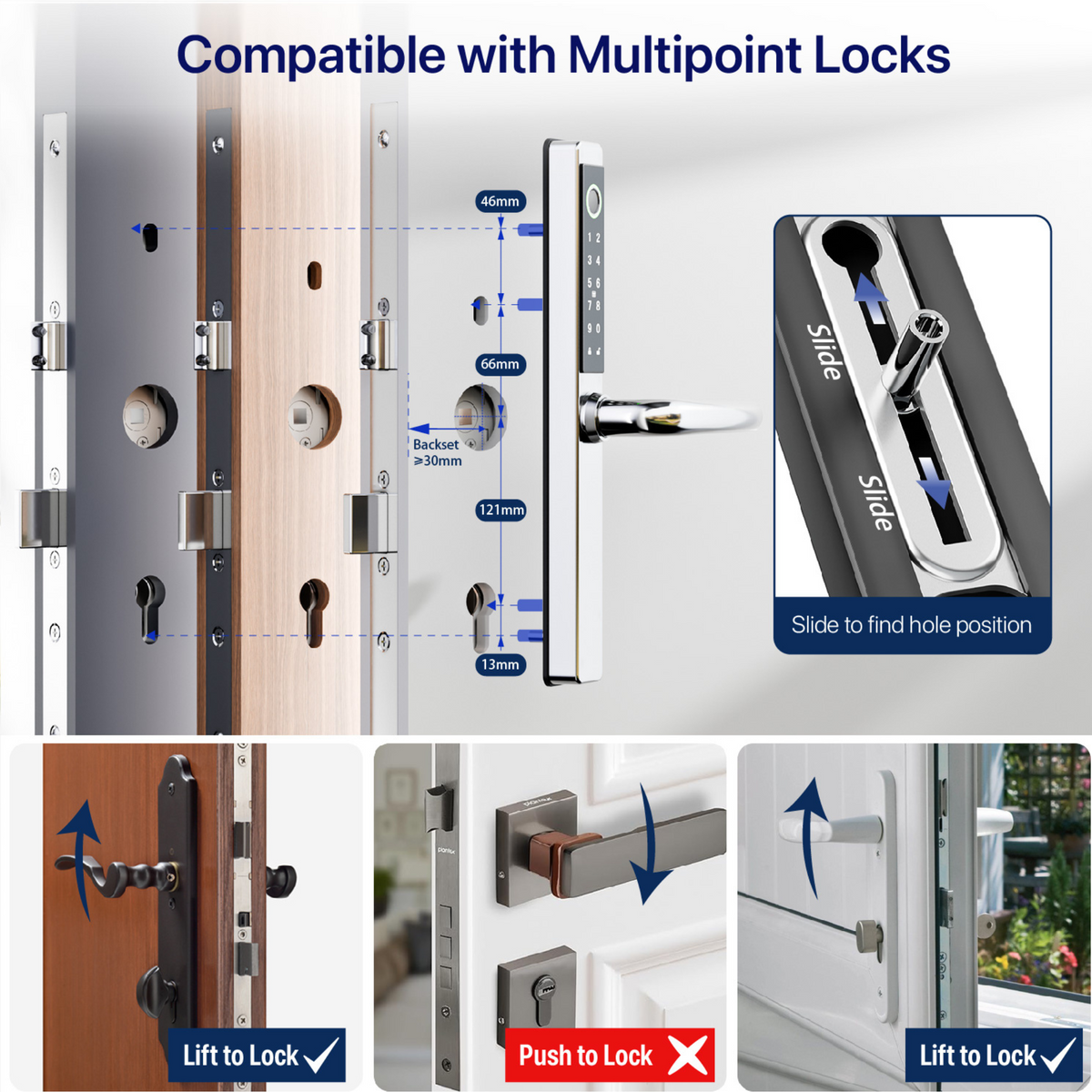Blusafe Origin Smart Plus Smart Handle Stainless Steel — Fingerprint, RFID & App