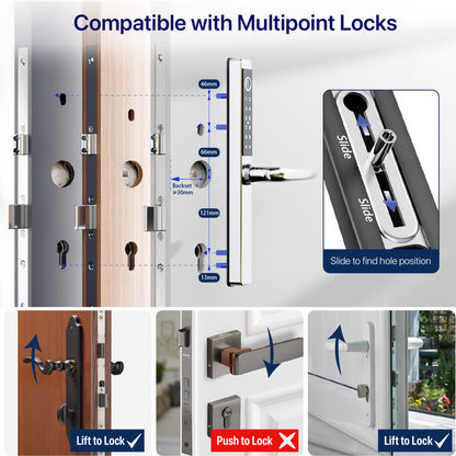 Blusafe Origin Smart Plus Smart Handle Stainless Steel — Fingerprint, RFID & App