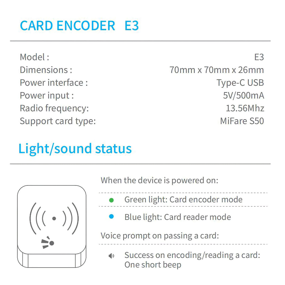 Blusafe E3 Card Encoder for TTLock, TTRenting & TTHotel