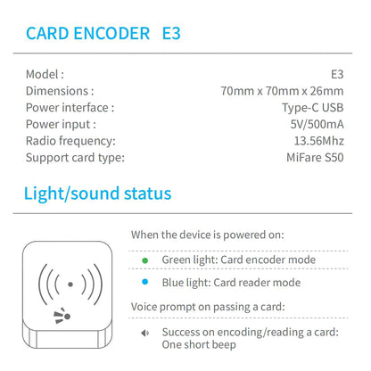 Blusafe E3 Card Encoder for TTLock, TTRenting & TTHotel