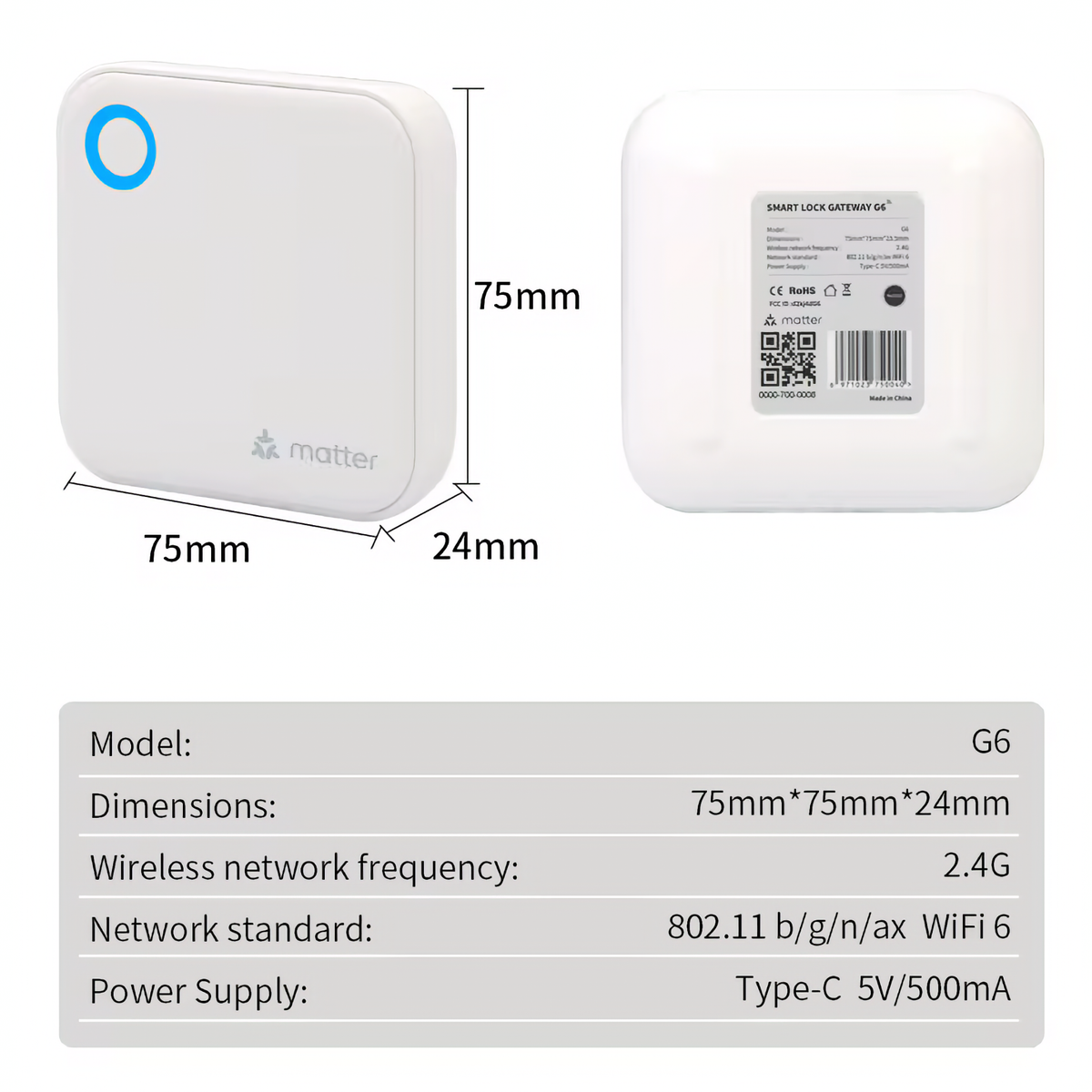 TTLock G6 Matter Wi-Fi Gateway for Blusafe Smart Locks