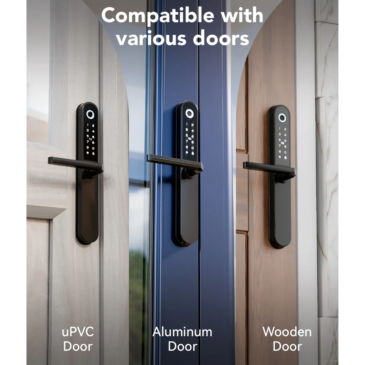 Blusafe Apollo Smart Door Handle — Fingerprint, Keypad, RFID & App