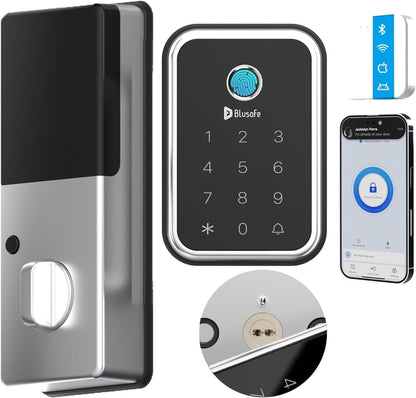 Blusafe Cloud smart deadbolt with included Wi-Fi bridge - Brushed Nickel