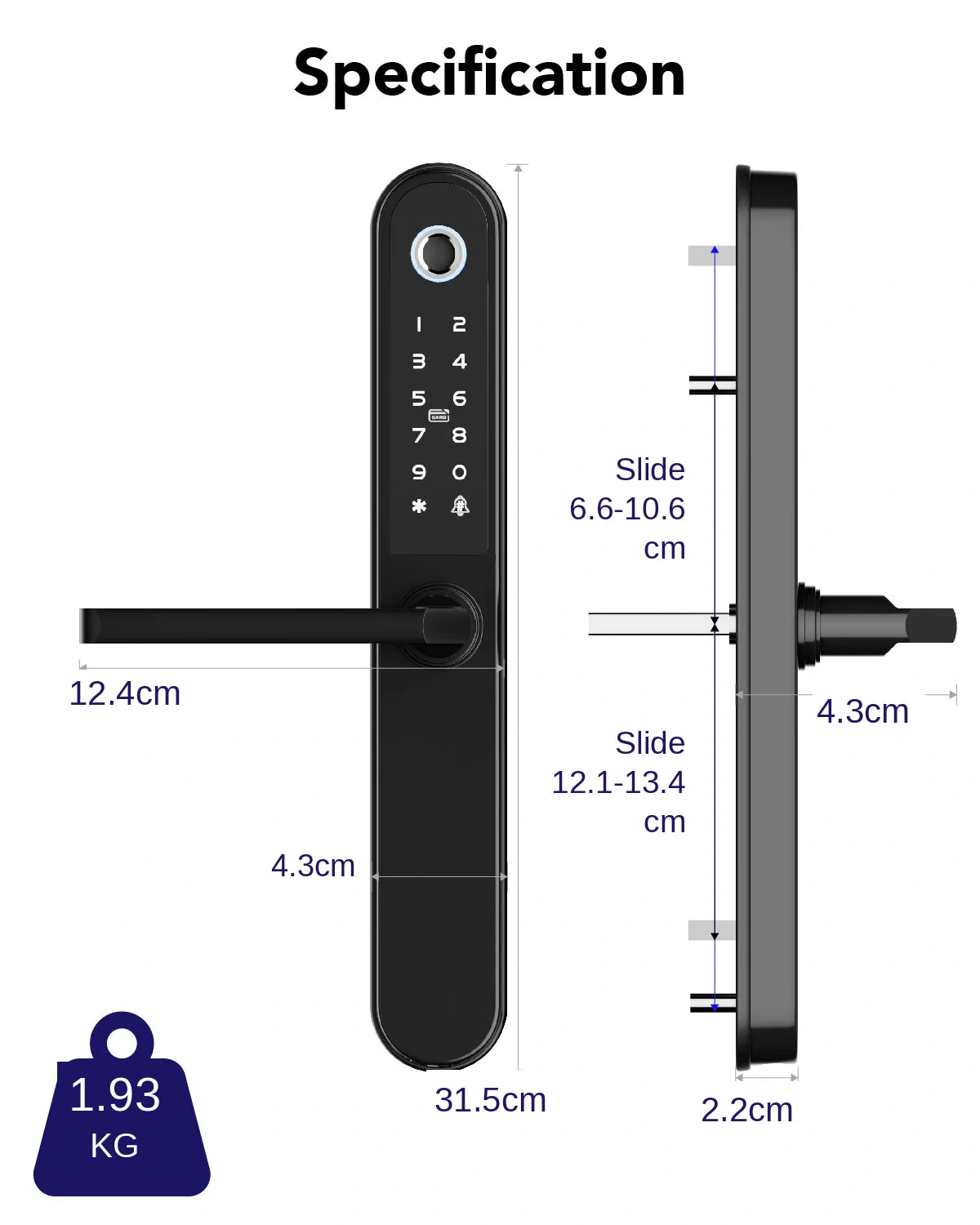Blusafe Apollo Smart Door Handle — Fingerprint, Keypad, RFID & App