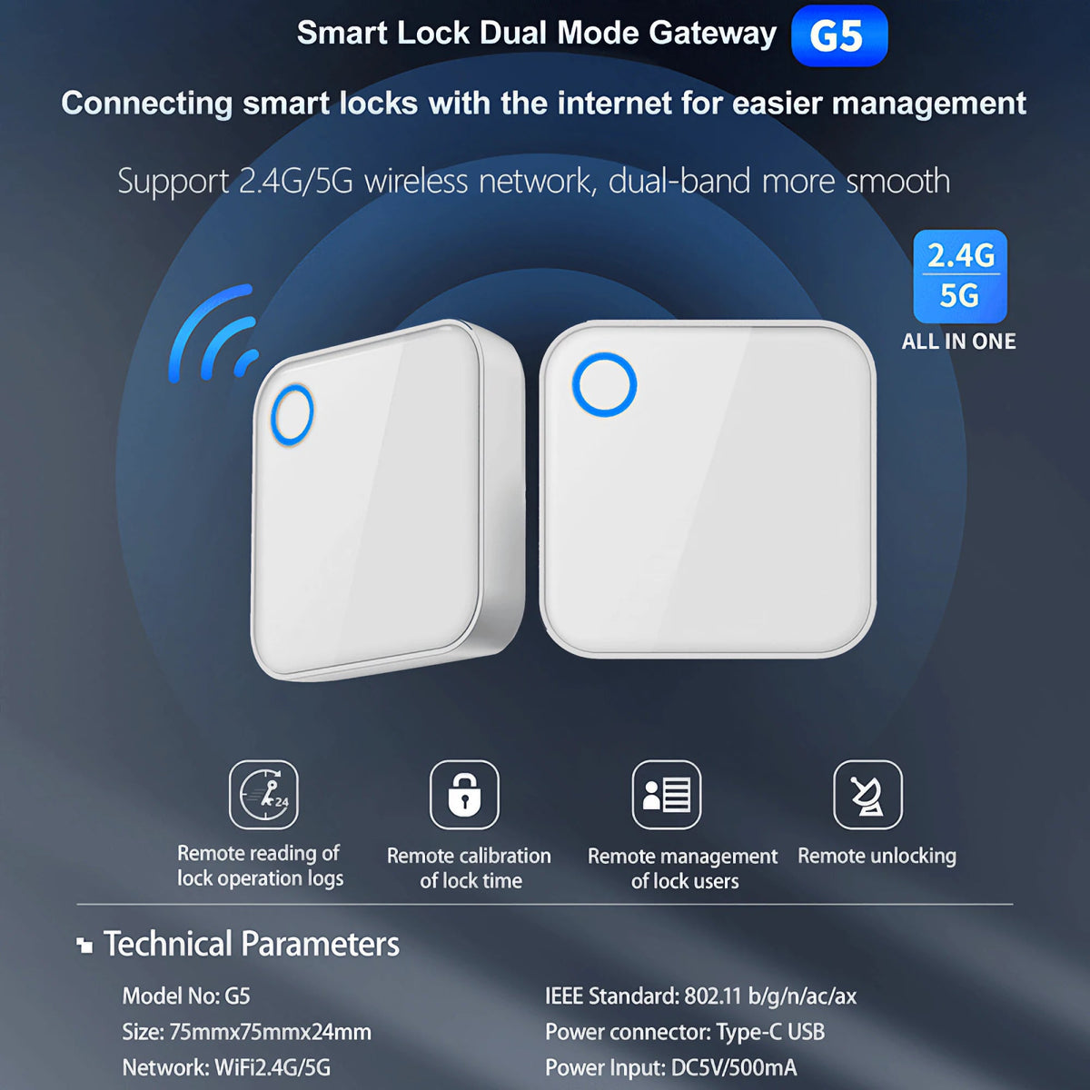 TTLock G5 Dual-Band Wi-Fi Gateway for Blusafe Smart Locks
