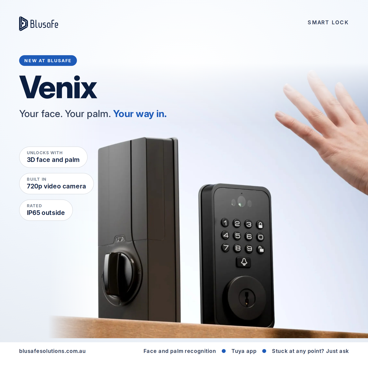 Blusafe Venix Palm Vein & 3D Face Recognition Smart Lock