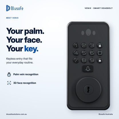 Blusafe Venix palm vein and 3D face recognition — your palm, your face, your key