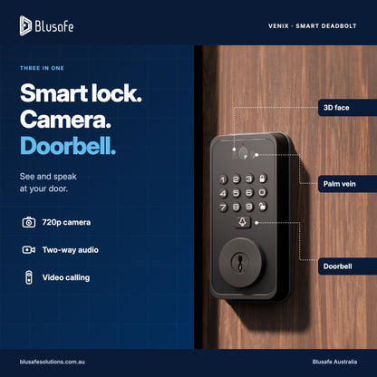 Venix smart lock, 720p camera and doorbell with two-way audio and video calling