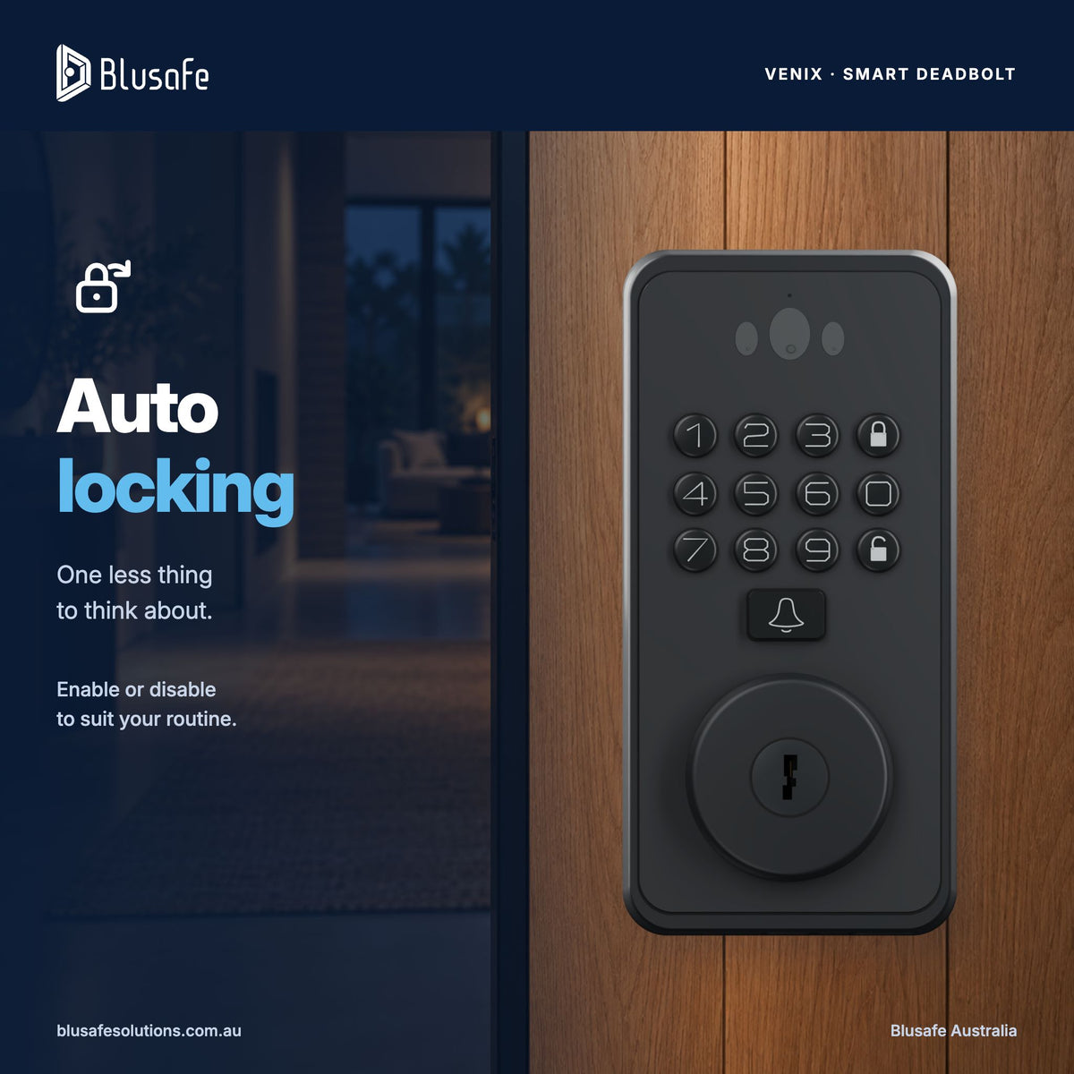 Venix Auto locking — enable or disable to suit your routine